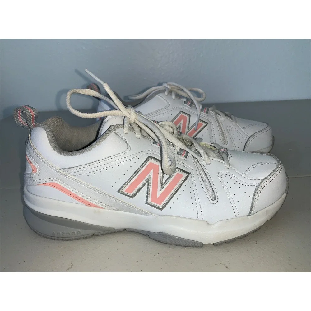 New Balance 608 White and Pink Womens Shoes Sz 6.5 D‎ WX608WP5 Nice